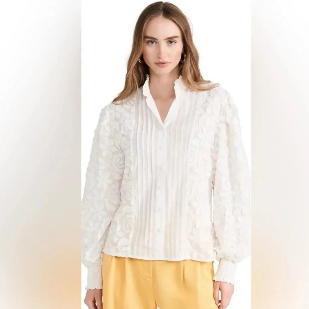 Waimari Magnolia Floral Button-Up Blouse Small - Picture 2 of 13